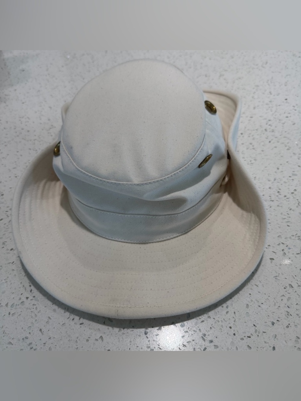 Tilley off white Canvas Bucket Sun Hat with Brim